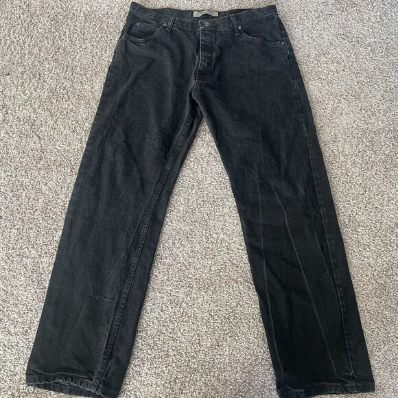 Wrangler Authentics Jeans Men 38x32 Black Slim Straight  Western Cowboy Dark - Picture 1 of 10